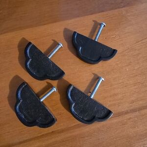 Anthropologie Set Of 4 Black Cast Metal Scalloped Drawer Pulls